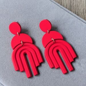 Bold Red Geometric Earrings